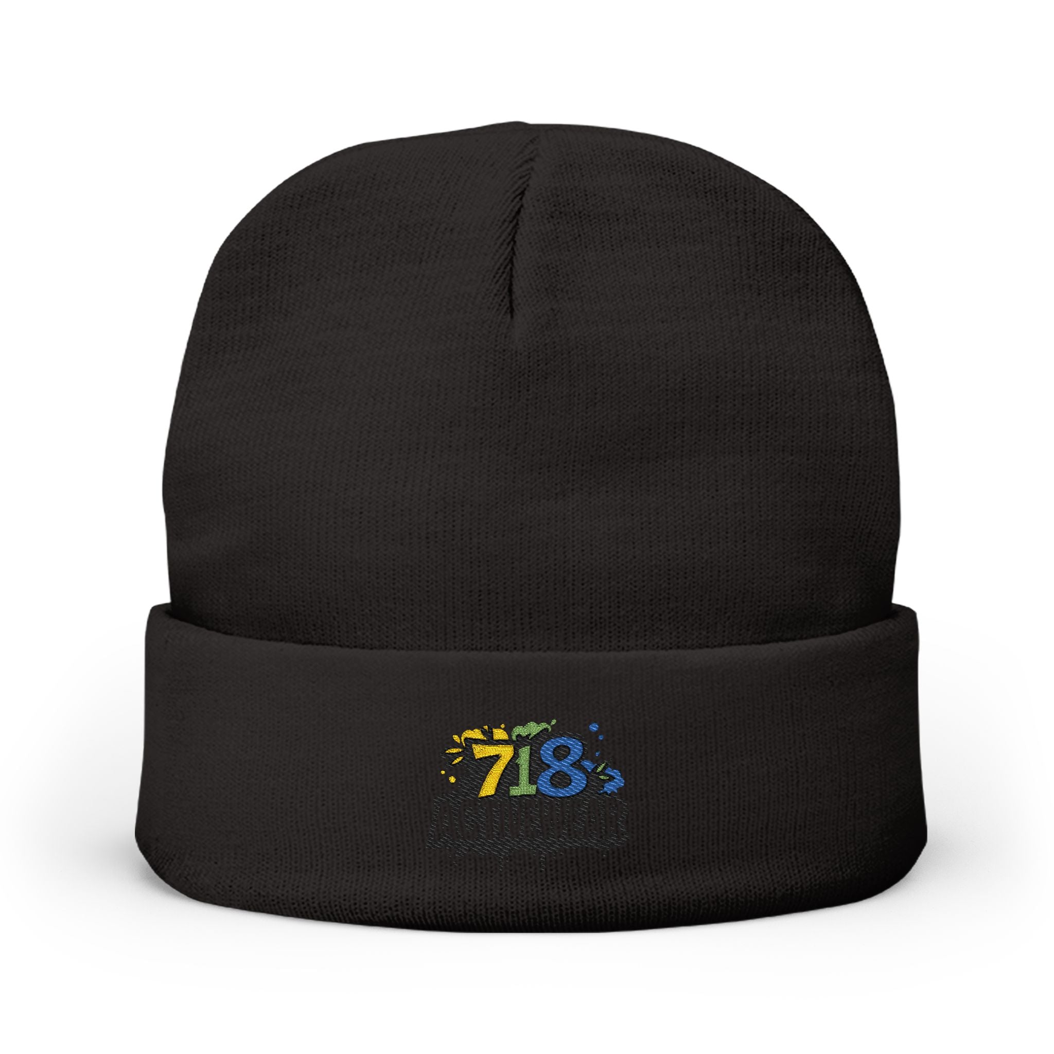 Embroidered 718 Activewear Knit Beanie — Urban Fitness Winter Hat