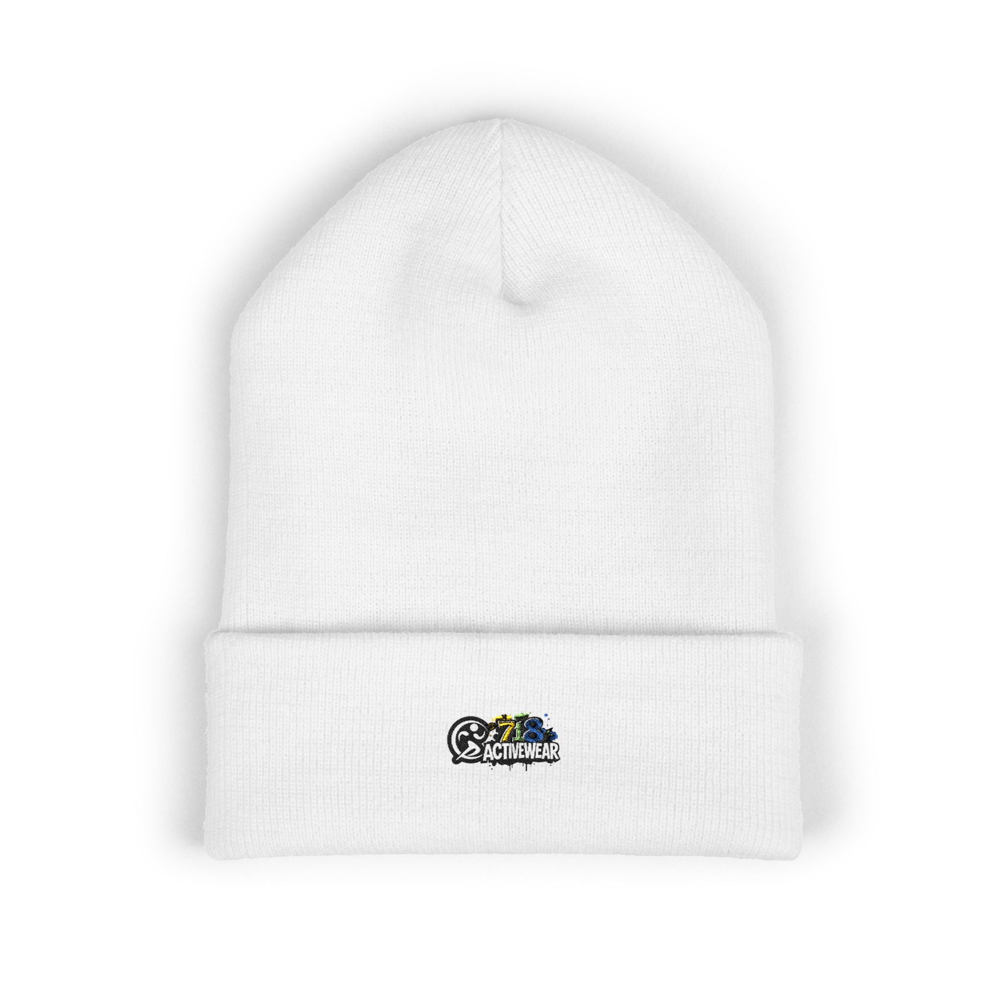 Embroidered Retro Skull & Waves Cuffed Beanie