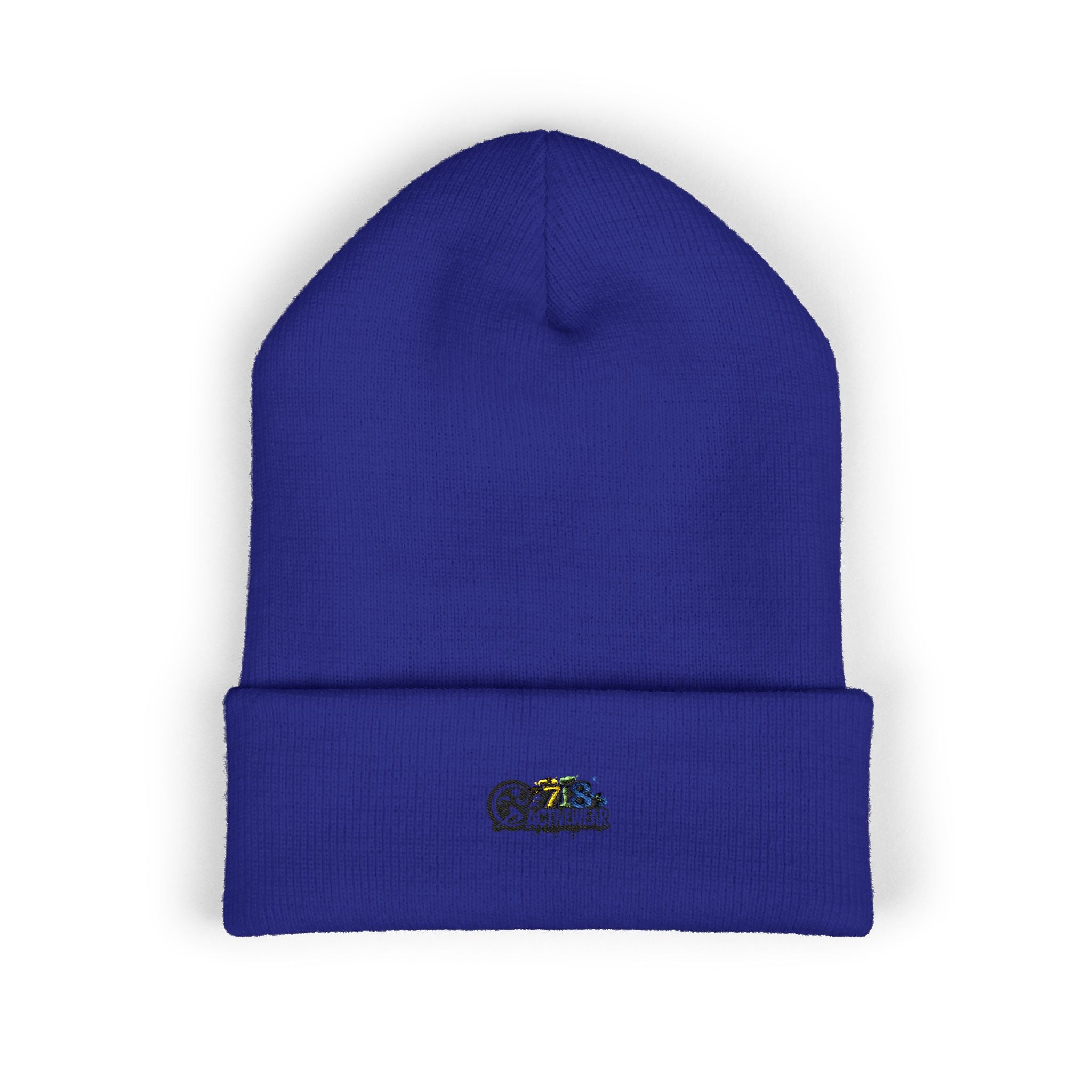 Embroidered Retro Skull & Waves Cuffed Beanie