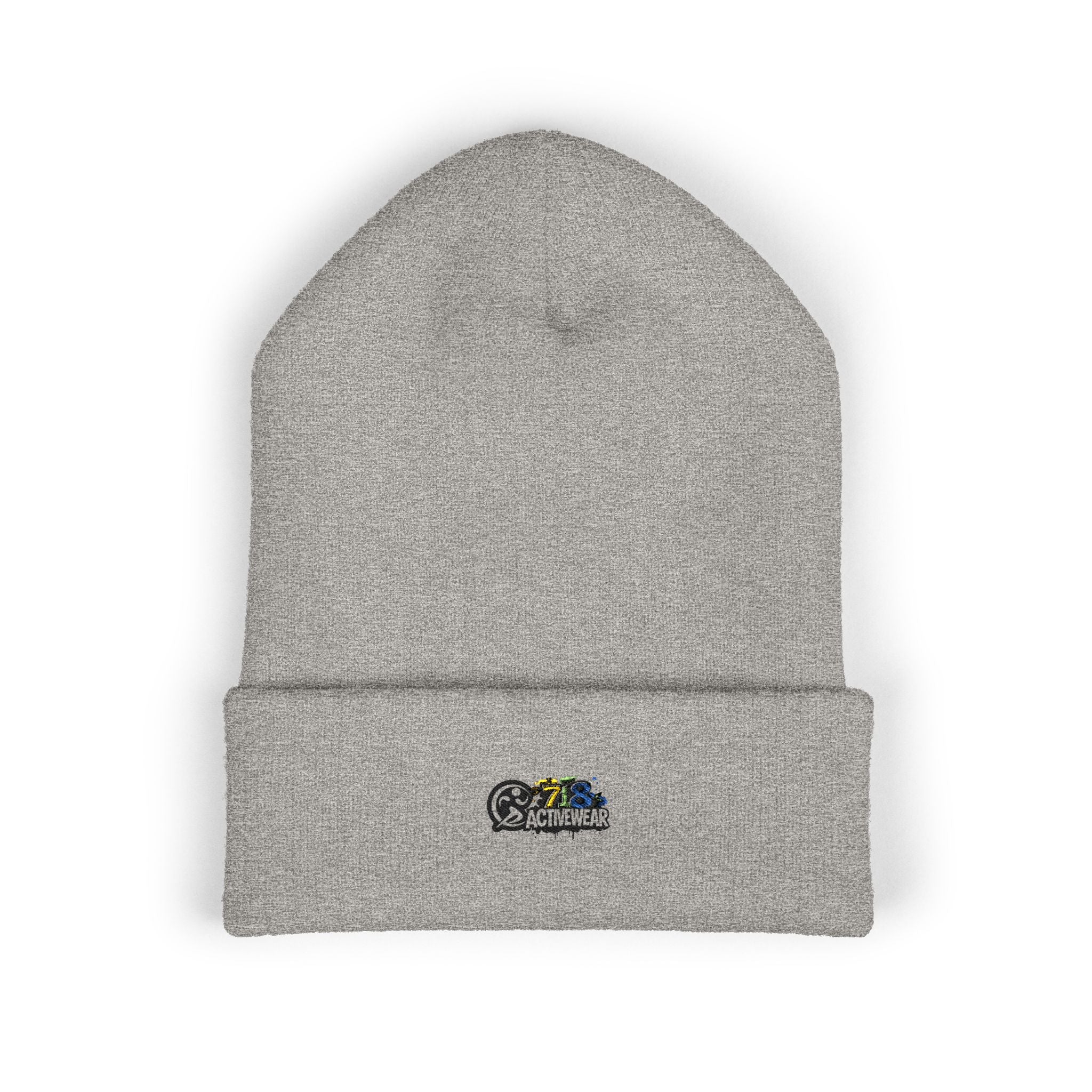 Embroidered Retro Skull & Waves Cuffed Beanie