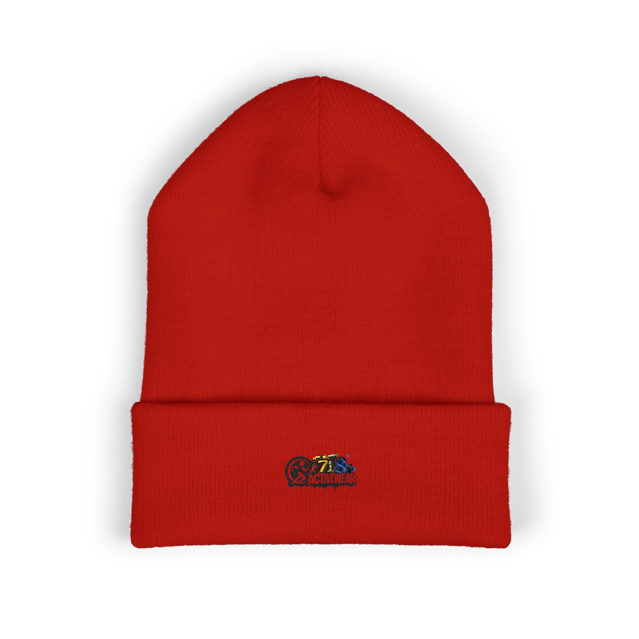 Embroidered Retro Skull & Waves Cuffed Beanie