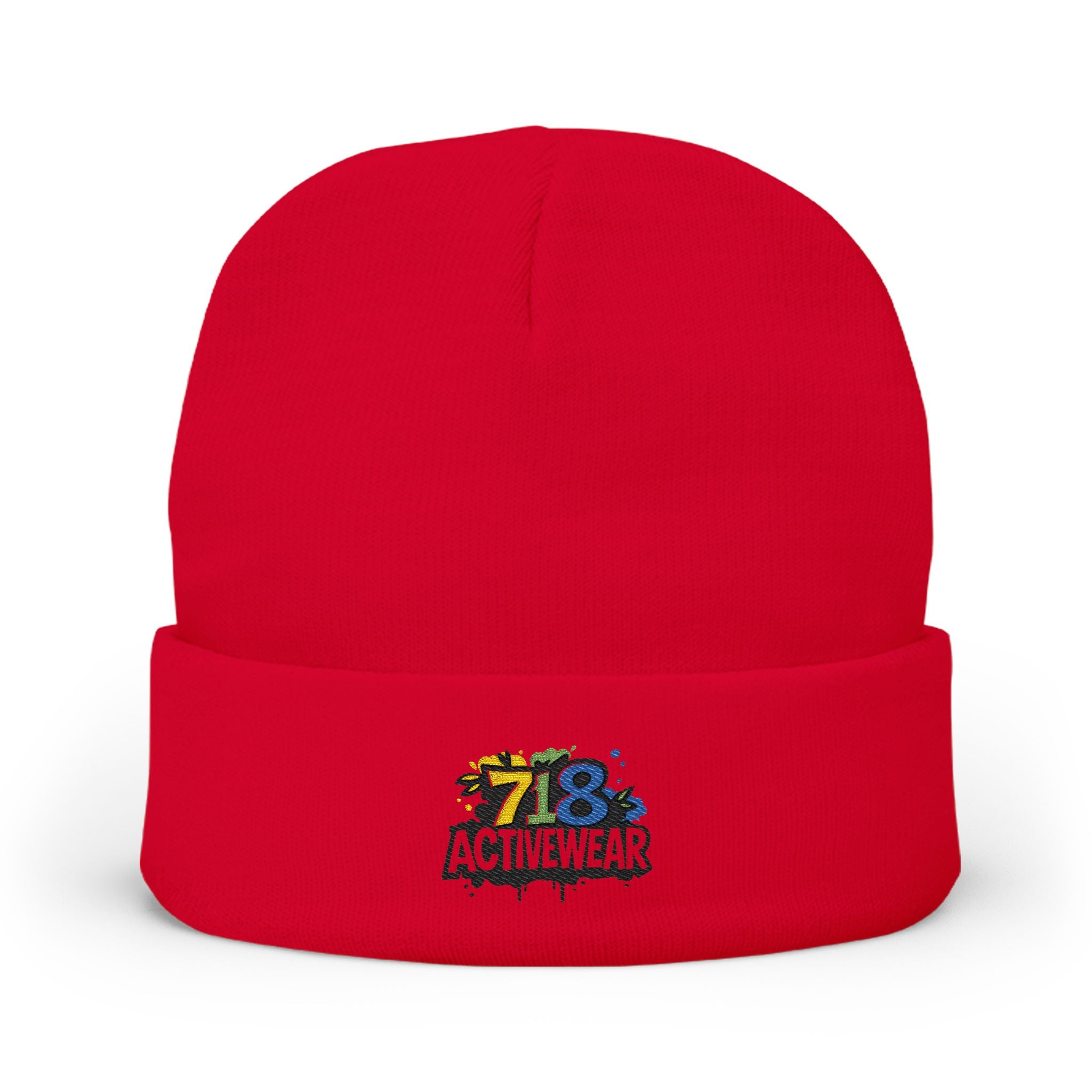 Embroidered 718 Activewear Knit Beanie — Urban Fitness Winter Hat