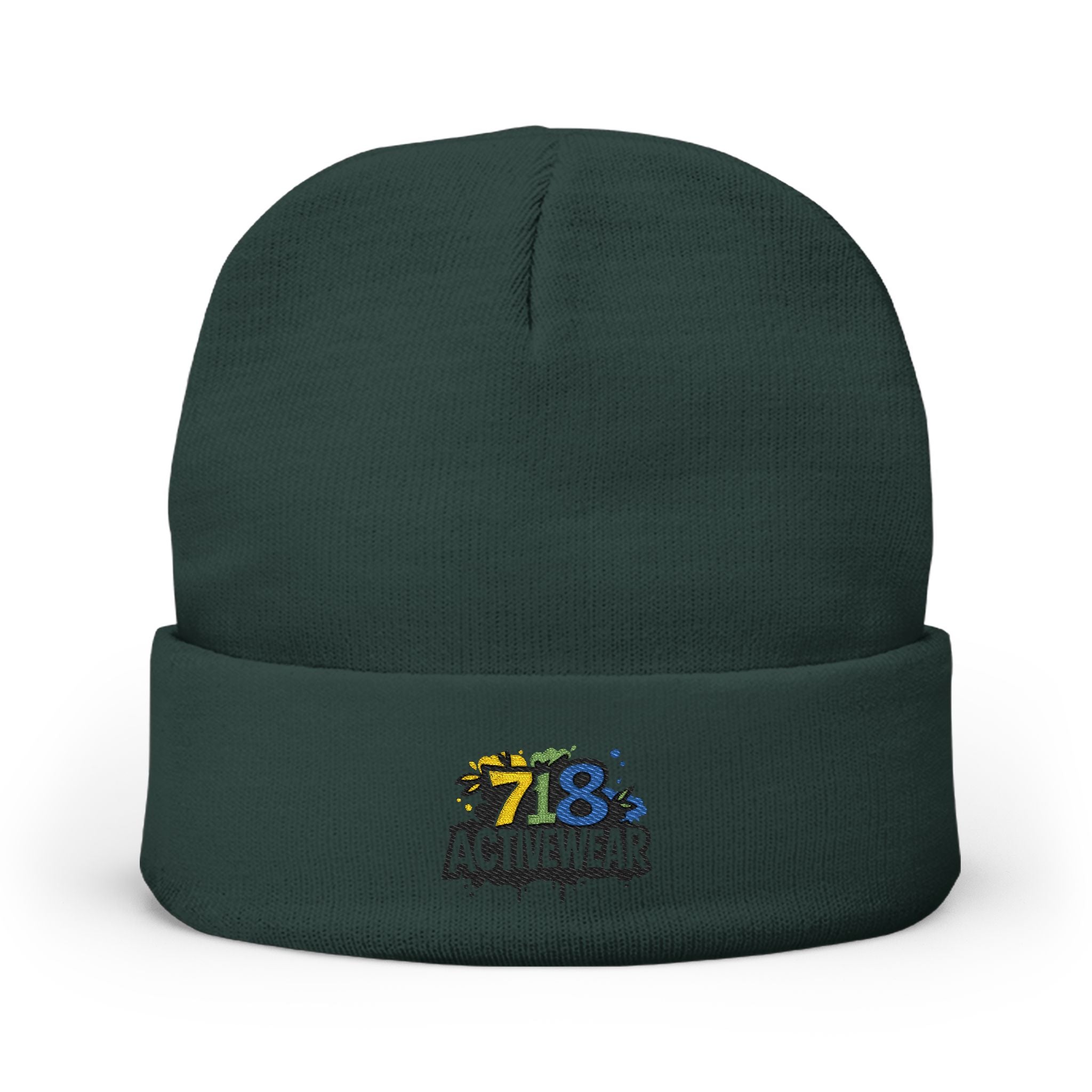 Embroidered 718 Activewear Knit Beanie — Urban Fitness Winter Hat