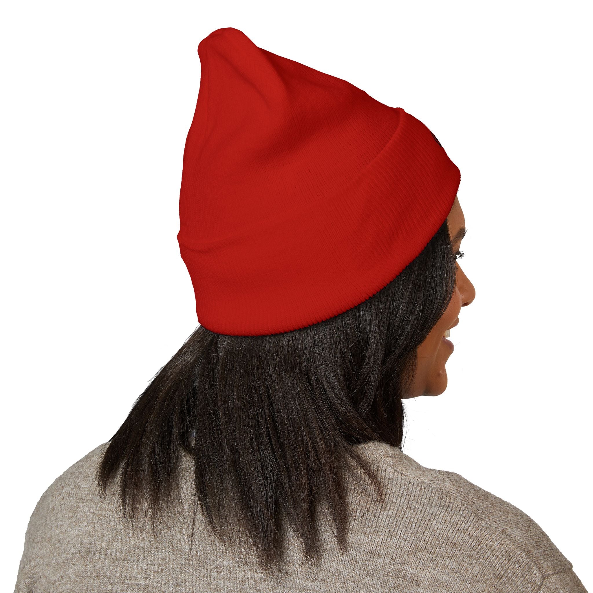 Embroidered Retro Skull & Waves Cuffed Beanie