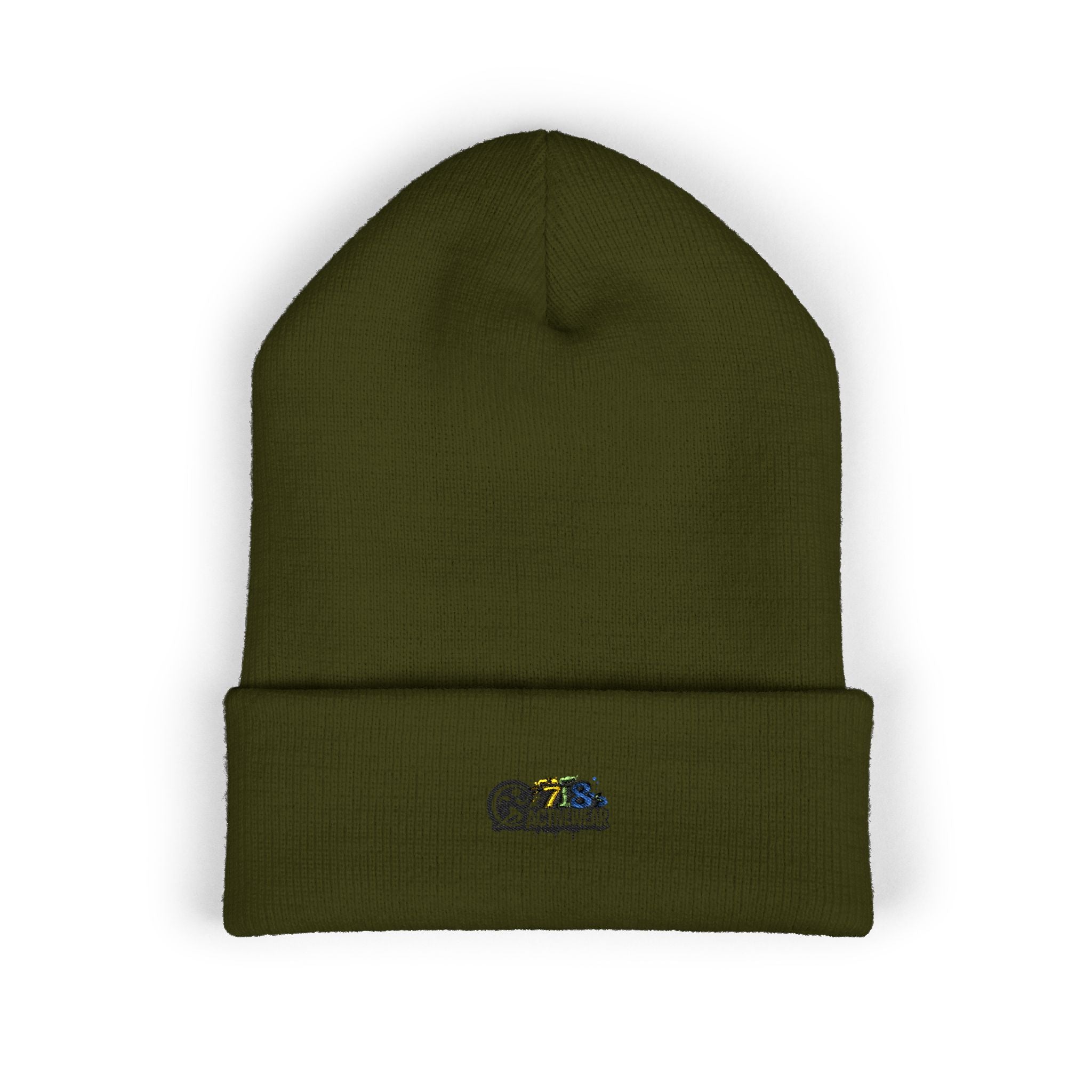 Embroidered Retro Skull & Waves Cuffed Beanie