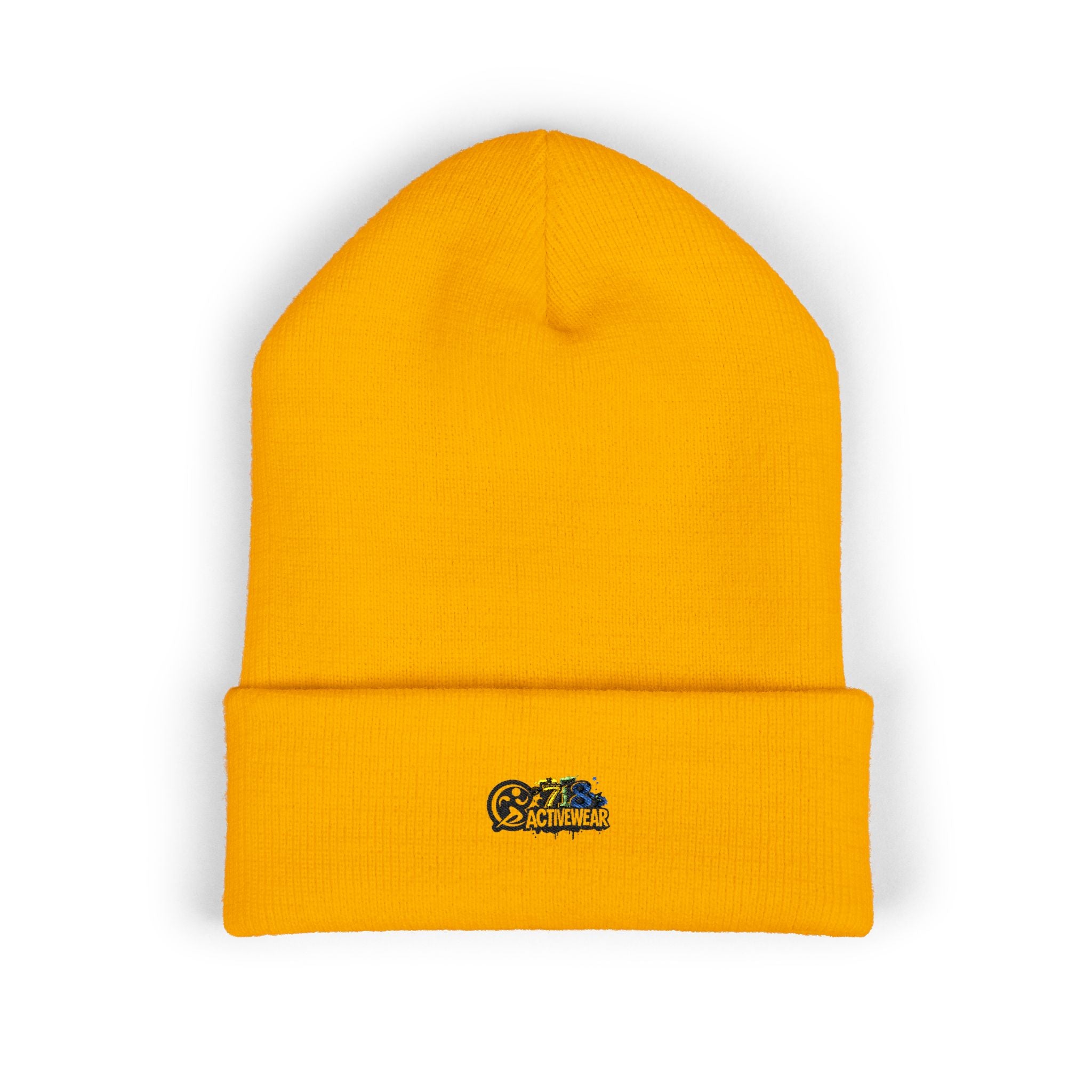 Embroidered Retro Skull & Waves Cuffed Beanie