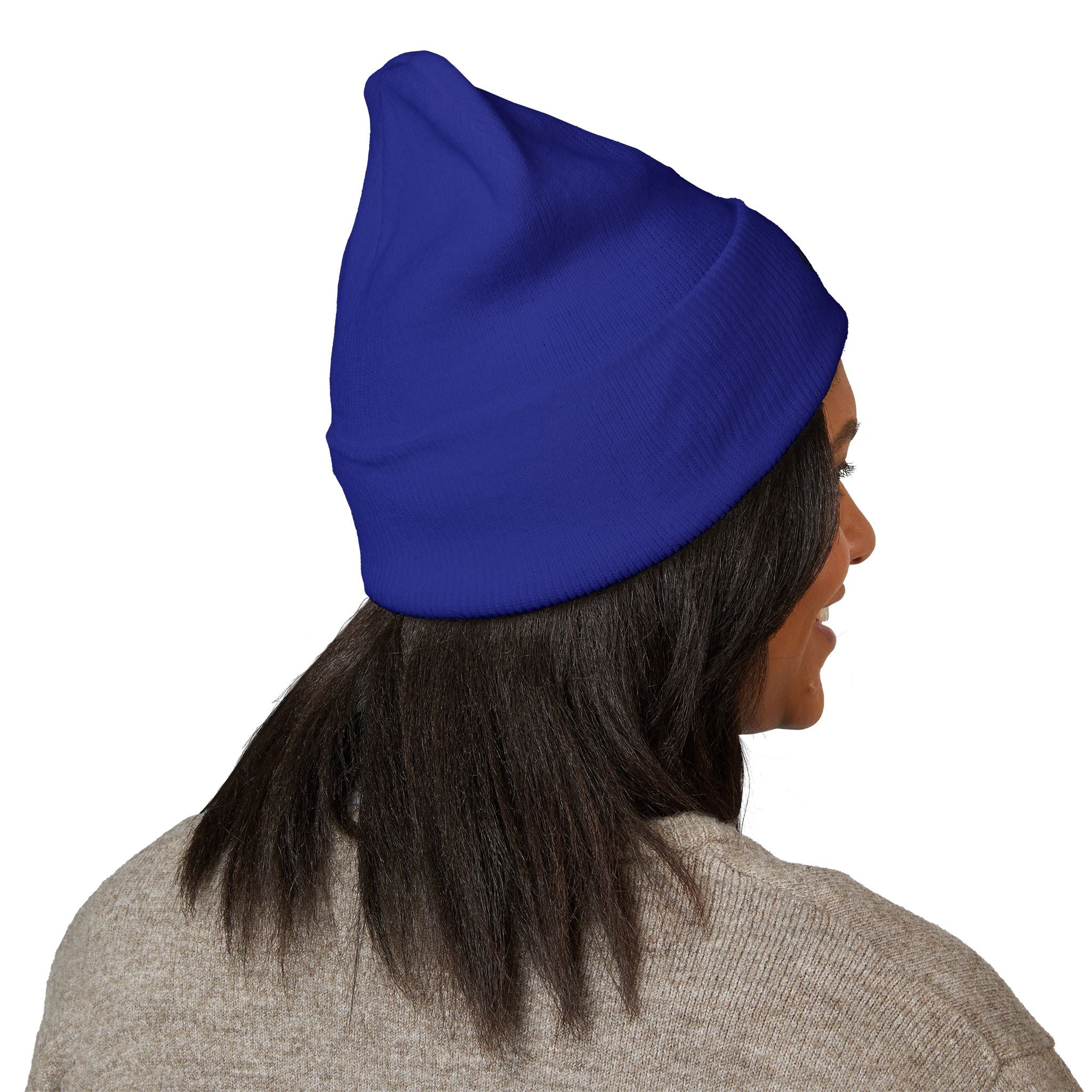 Embroidered Retro Skull & Waves Cuffed Beanie